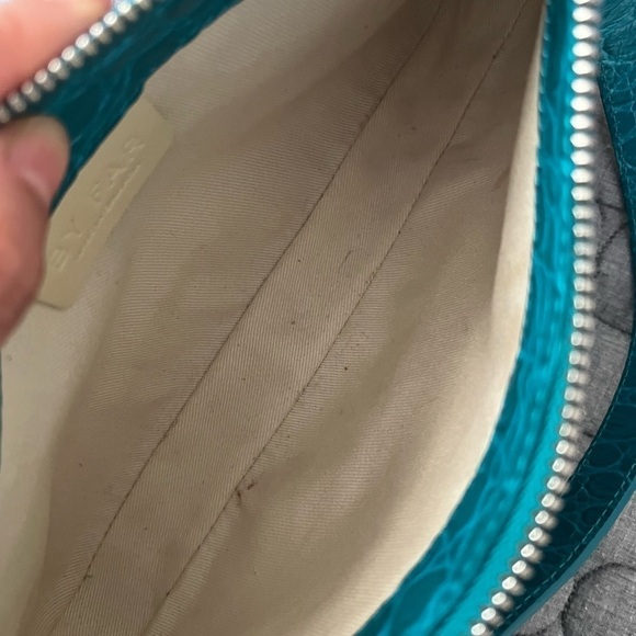 BY FAR Rachel Small Leather Croc-Embossed Shoulder Bag Blue - Picture 7 of 8